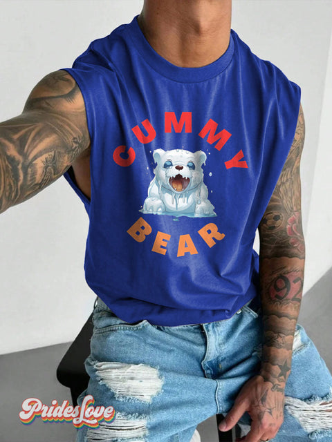 Men’s Funny Gay Pride Bear LGBT Gay Pride Art Wide Shoulder Vest Blue / S