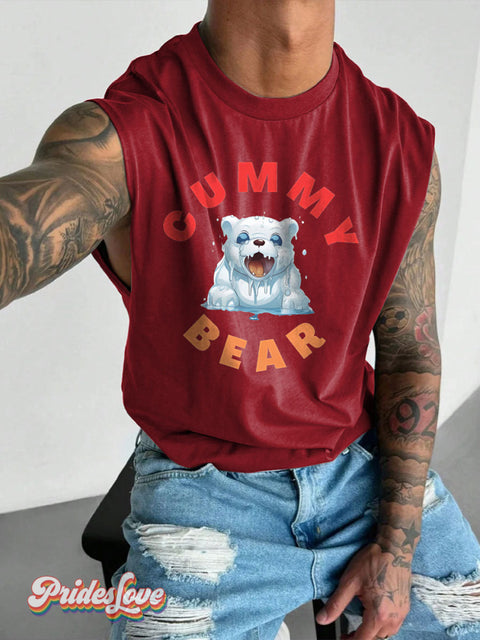Men’s Funny Gay Pride Bear LGBT Gay Pride Art Wide Shoulder Vest Maroon / S