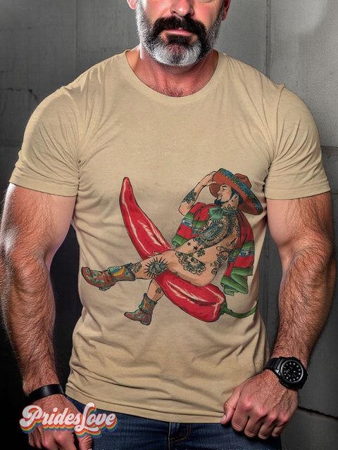 Men’s Gay Amor Picante Art Casual Print T-Shirt Multicolor / S