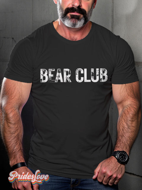 Men’s Gay Bear Club Casual Print T-Shirt Black / S