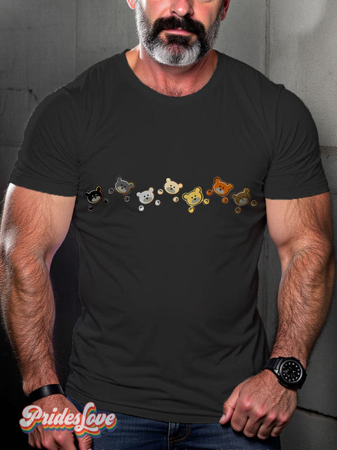 Men’s Gay Bear Pride Rainbow Casual Print T-Shirt Black / S