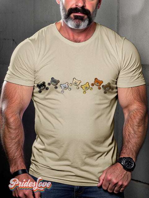 Men’s Gay Bear Pride Rainbow Casual Print T-Shirt Sand / S