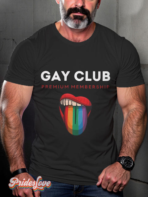 Men’s Gay Club Premium Membership Casual Print T-Shirt Black / S