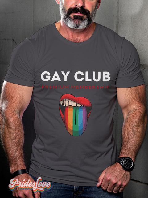 Men’s Gay Club Premium Membership Casual Print T-Shirt Grey / S