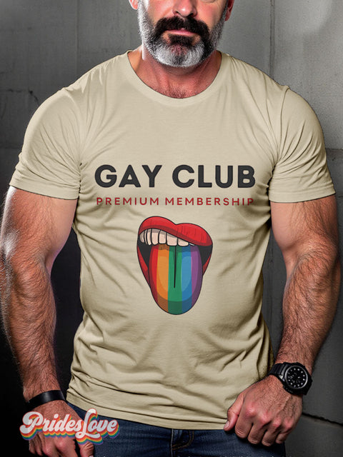 Men’s Gay Club Premium Membership Casual Print T-Shirt Sand / S