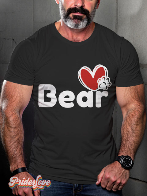 Men’s Gay Copy Of Love My Dog Bear Pride Casual Print T-Shirt Black / S