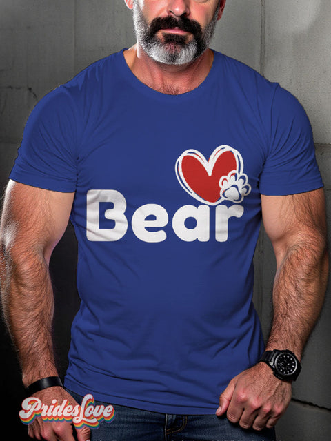 Men’s Gay Copy Of Love My Dog Bear Pride Casual Print T-Shirt Blue / S