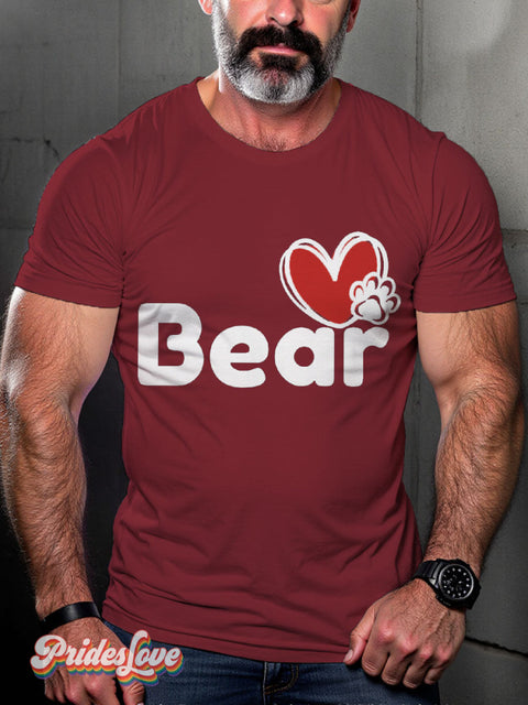 Men’s Gay Copy Of Love My Dog Bear Pride Casual Print T-Shirt Maroon / S