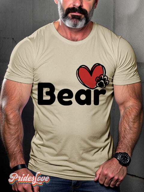 Men’s Gay Copy Of Love My Dog Bear Pride Casual Print T-Shirt Sand / S