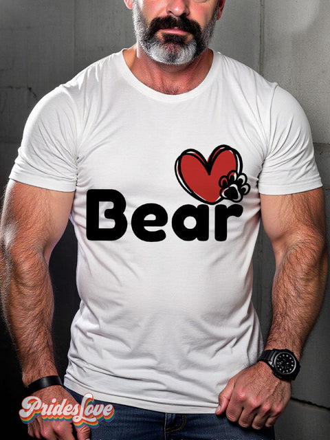 Men’s Gay Copy Of Love My Dog Bear Pride Casual Print T-Shirt White / S
