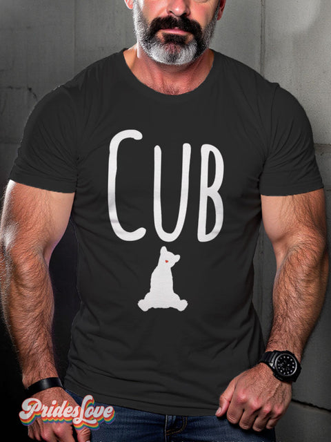 Men’s Gay Cub Heart Nose Pride Casual Print T-Shirt Black / S