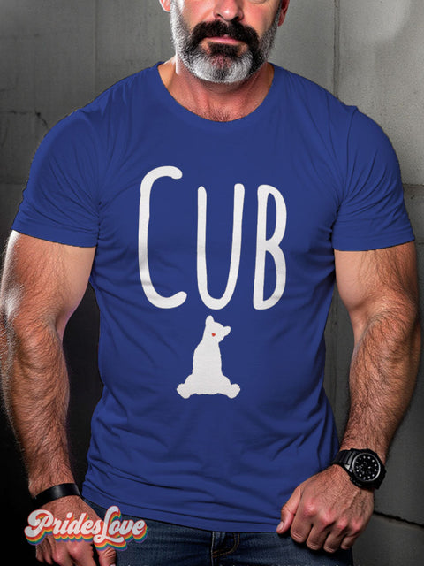Men’s Gay Cub Heart Nose Pride Casual Print T-Shirt Blue / S