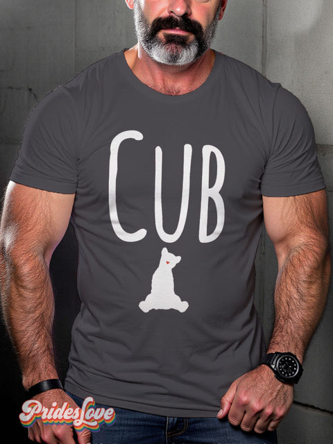 Men’s Gay Cub Heart Nose Pride Casual Print T-Shirt Grey / S