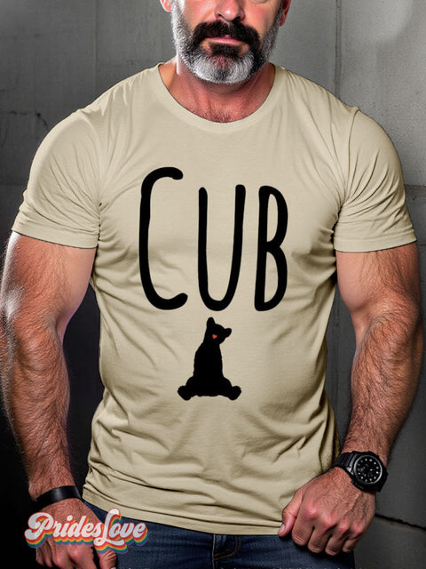 Men’s Gay Cub Heart Nose Pride Casual Print T-Shirt Sand / S