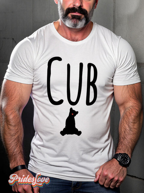 Men’s Gay Cub Heart Nose Pride Casual Print T-Shirt White / S