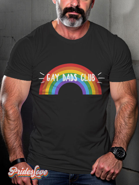 Men’s Gay Dads Club Rainbow Casual Print T-Shirt Black / S