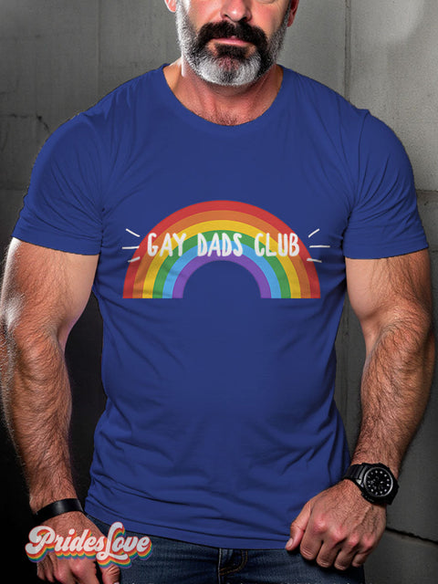 Men’s Gay Dads Club Rainbow Casual Print T-Shirt Blue / S