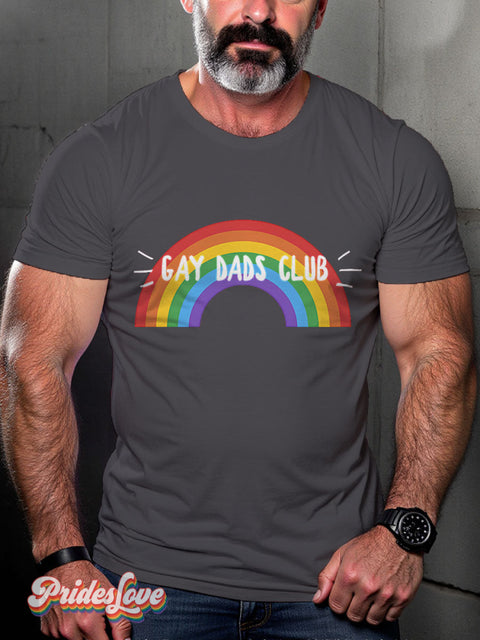 Men’s Gay Dads Club Rainbow Casual Print T-Shirt Grey / S