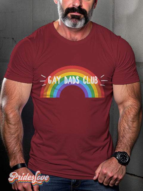 Men’s Gay Dads Club Rainbow Casual Print T-Shirt Maroon / S