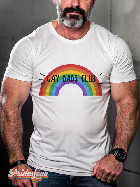Men’s Gay Dads Club Rainbow Casual Print T-Shirt White / S