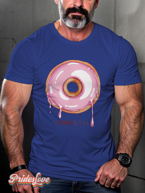 Men’s Gay Doughnut Casual Print T-Shirt Blue / S