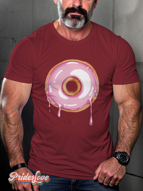 Men’s Gay Doughnut Casual Print T-Shirt Maroon / S