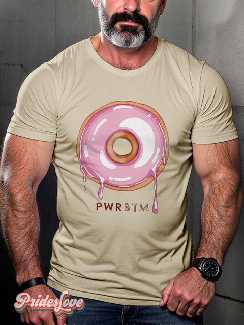 Men’s Gay Doughnut Casual Print T-Shirt Sand / S