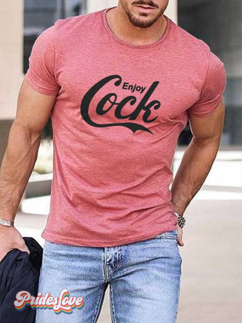 Men’s Gay Enjoy Cock T-Shirt Pink / S
