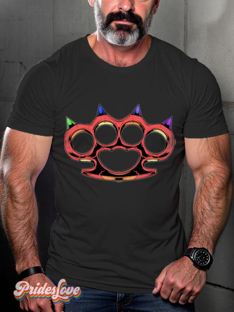 Men’s Gay Fight Back Bear Paw Casual Print T-Shirt Black / S