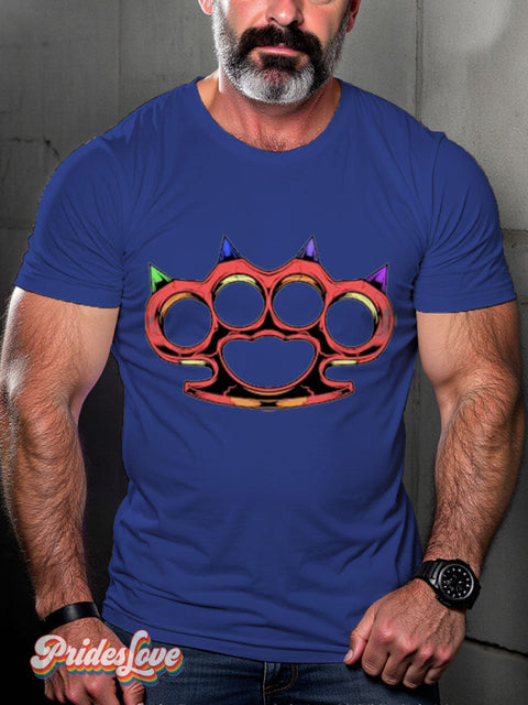 Men’s Gay Fight Back Bear Paw Casual Print T-Shirt Blue / S