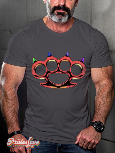 Men’s Gay Fight Back Bear Paw Casual Print T-Shirt Grey / S