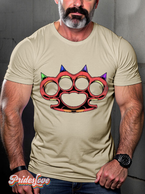 Men’s Gay Fight Back Bear Paw Casual Print T-Shirt Sand / S