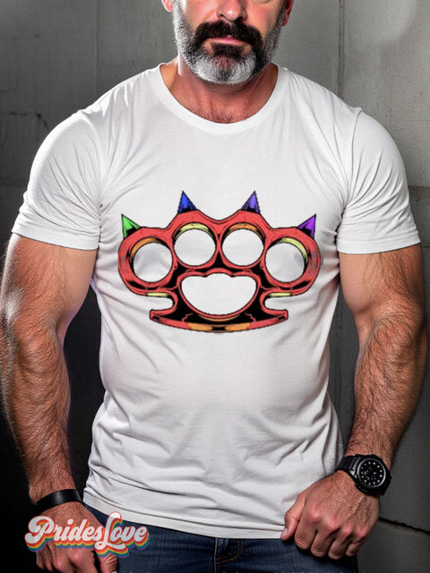 Men’s Gay Fight Back Bear Paw Casual Print T-Shirt White / S