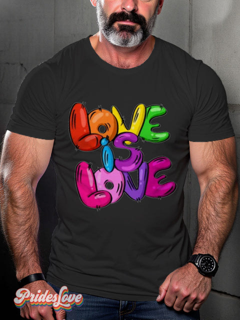 Men’s Gay Love Is Pride Casual Print T-Shirt Black / S