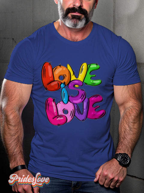 Men’s Gay Love Is Pride Casual Print T-Shirt Blue / S