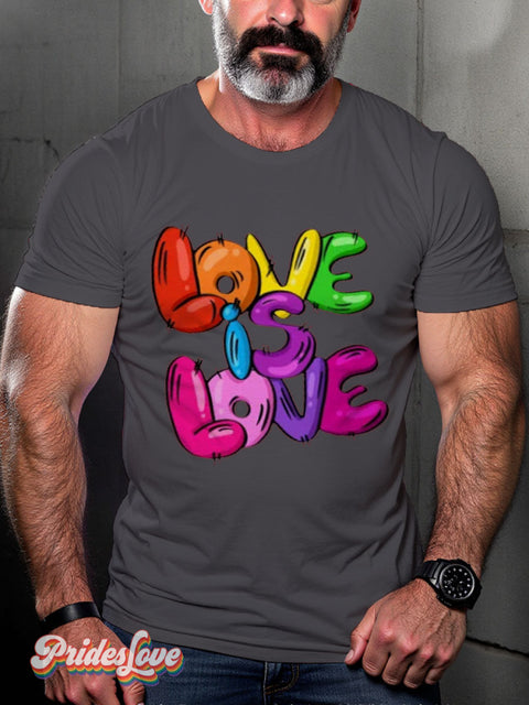 Men’s Gay Love Is Pride Casual Print T-Shirt Grey / S