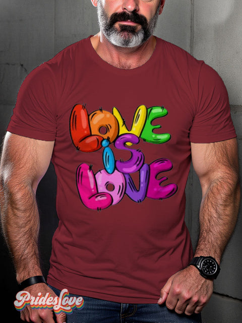 Men’s Gay Love Is Pride Casual Print T-Shirt Maroon / S