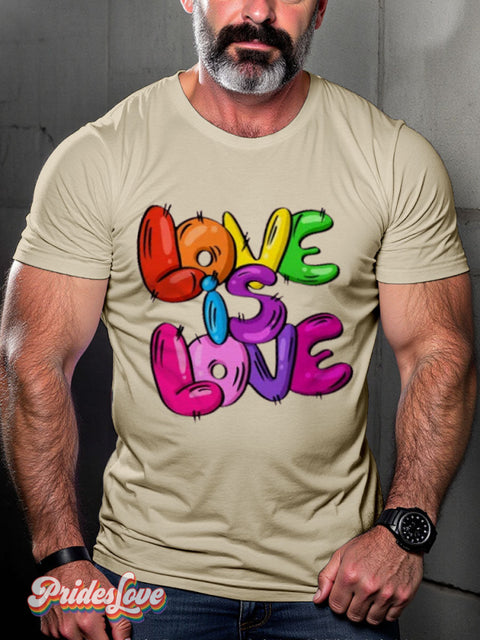 Men’s Gay Love Is Pride Casual Print T-Shirt Sand / S
