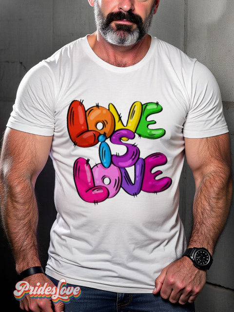 Men’s Gay Love Is Pride Casual Print T-Shirt White / S