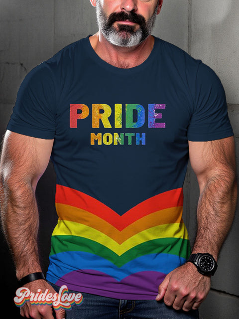 Men’s Gay Love Pride Month Rainbow Casual Print T-Shirt Black / S