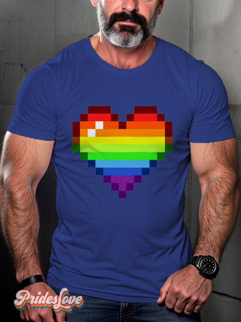 Men’s Gay Mosaic Love Pride Rainbow Casual Print T-Shirt Blue / S