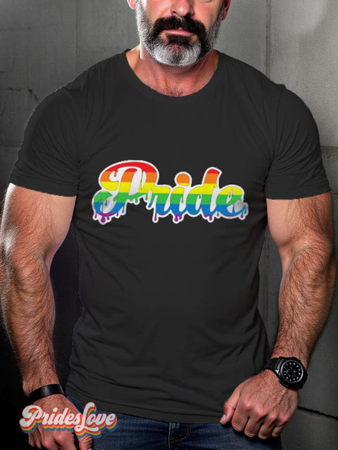 Men’s Gay Pride Drip Casual Print T-Shirt Black / S