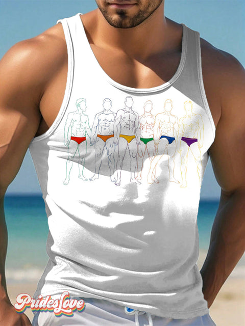 Men’s Gay Pride Multicolor Underwear Fun Print Tank Top Multicolor / S