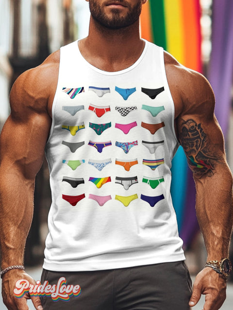 Men’s Gay Pride Multicolor Underwear Fun Print Tank Top Multicolor / S