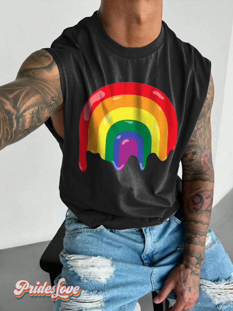 Men’s Gay Pride Rainbow Wide Shoulder Vest Black / S