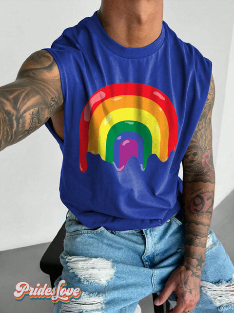 Men’s Gay Pride Rainbow Wide Shoulder Vest Blue / S
