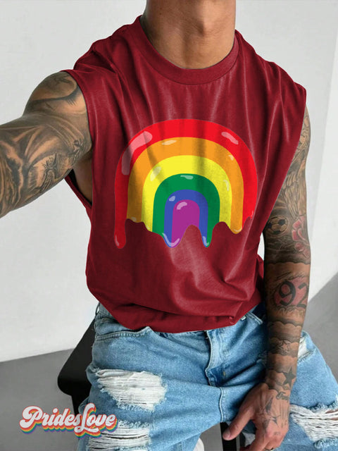 Men’s Gay Pride Rainbow Wide Shoulder Vest Red / S