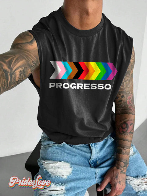 Men’s Gay Rainbow Progress Arrow Wide Shoulder Vest Black / S