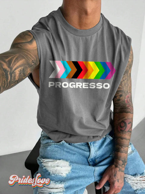 Men’s Gay Rainbow Progress Arrow Wide Shoulder Vest Grey / S