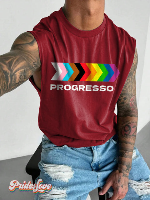 Men’s Gay Rainbow Progress Arrow Wide Shoulder Vest Red / S